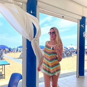 Crochet cover up slip dress